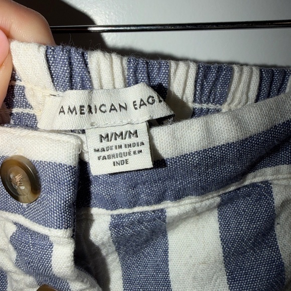 ⚡️AMERICAN EAGLE Blue & White Vertical Stripe Strapless Jumpsuit - Picture 4 of 5